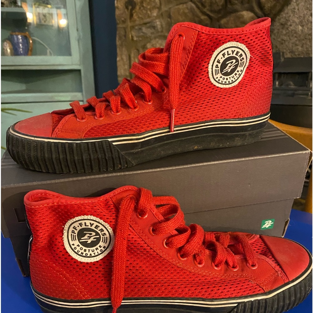 PF Flyers red black sneakers women’s, men’s, like new in original box